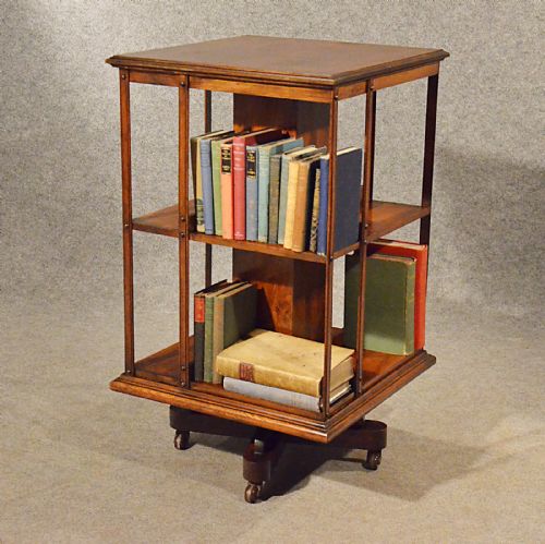 fig 1. Antique Oak Revolving Bookcase Library Stand Quality English Victorian c1900