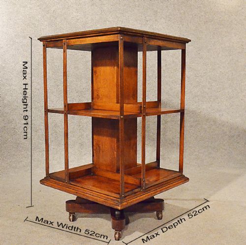 fig 2. Antique Oak Revolving Bookcase Library Stand Quality English Victorian c1900