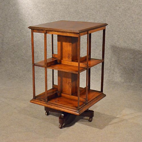 fig 3. Antique Oak Revolving Bookcase Library Stand Quality English Victorian c1900
