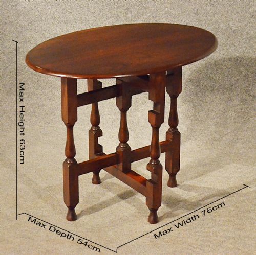 fig 1. Antique Table Side Lamp Occasional Oval Folding Mahogany Quality Victorian c1900