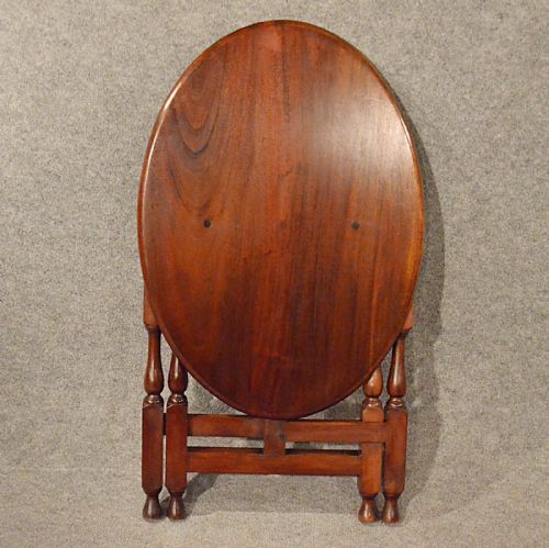 fig 2. Antique Table Side Lamp Occasional Oval Folding Mahogany Quality Victorian c1900