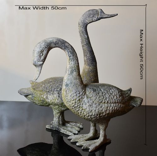 fig 1. Antique Decorative Geese Fowl Garden or Home English Victorian Cast Metal c1900