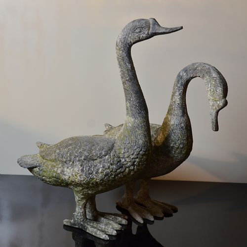 fig 2. Antique Decorative Geese Fowl Garden or Home English Victorian Cast Metal c1900
