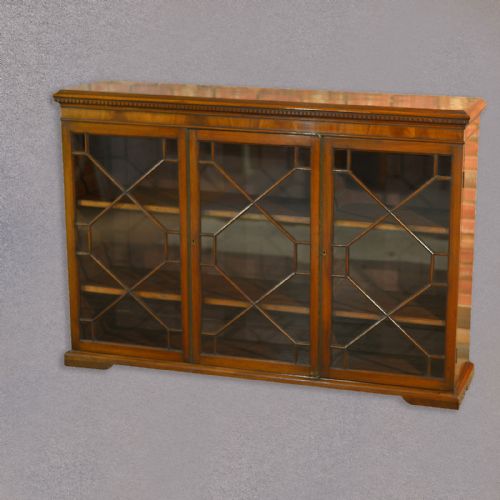 Antique Astragal Glazed Bookcase Display Cabinet Late Victorian English Cupboard