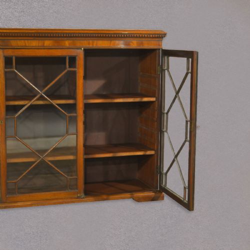 fig 2. Antique Astragal Glazed Bookcase Display Cabinet Late Victorian English Cupboard