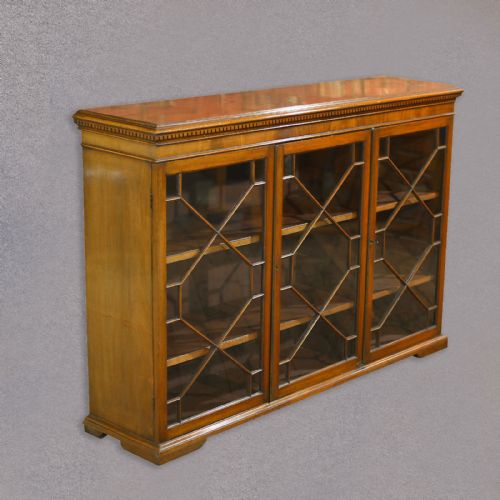 fig 3. Antique Astragal Glazed Bookcase Display Cabinet Late Victorian English Cupboard