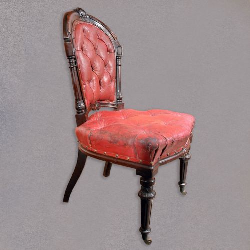 fig 1. Antique Chair English Late Regency Mahogany Red Leather Library Desk Hall Chair
