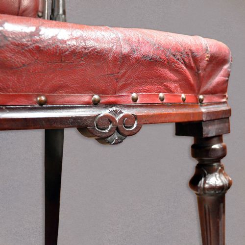 fig 2. Antique Chair English Late Regency Mahogany Red Leather Library Desk Hall Chair