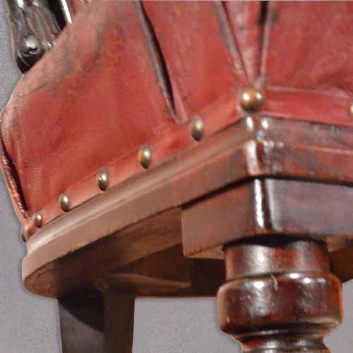 fig 4. Antique Chair English Late Regency Mahogany Red Leather Library Desk Hall Chair