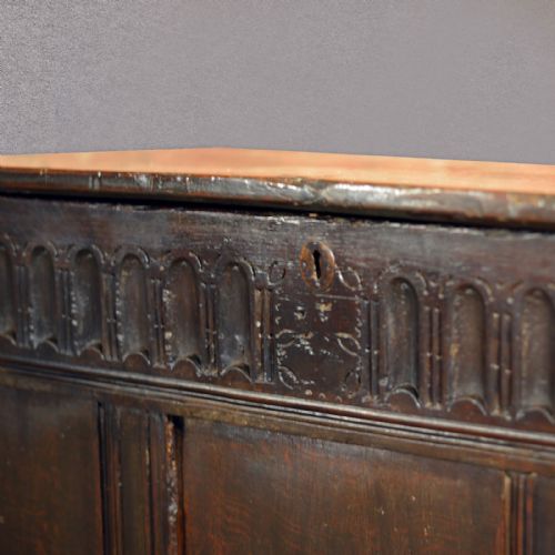 fig 1. Antique Charles II Coffer, English Oak Plank Chest, 17th Century Trunk, c.1660
