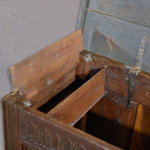 fig 2. Antique Charles II Coffer, English Oak Plank Chest, 17th Century Trunk, c.1660