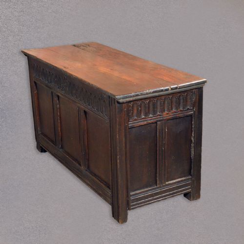 fig 3. Antique Charles II Coffer, English Oak Plank Chest, 17th Century Trunk, c.1660