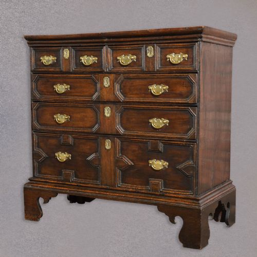 Antique Chest of Drawers, 17th Century English Oak Panelled C1690 William & Mary
