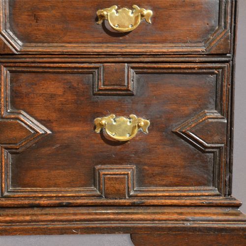 fig 2. Antique Chest of Drawers, 17th Century English Oak Panelled c1690 William & Mary