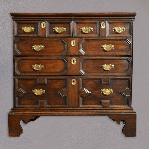 fig 3. Antique Chest of Drawers, 17th Century English Oak Panelled c1690 William & Mary