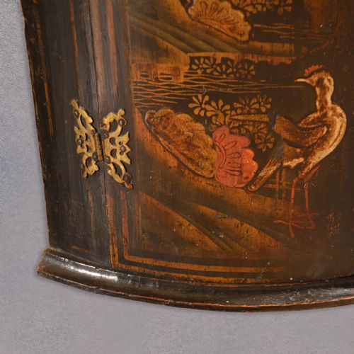 fig 1. Antique Chinese Painted Corner Cabinet, Bow Front, Cupboard, Ebonised c.1850