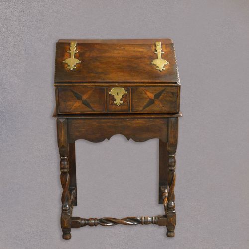 fig 1. Antique Early C18th Writing Desk on Stand, Bible Box Lectern English Clerks Desk