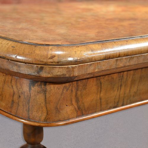 fig 3. Antique Fold Over Card Table in Burr Walnut Veneer. Victorian c.1870