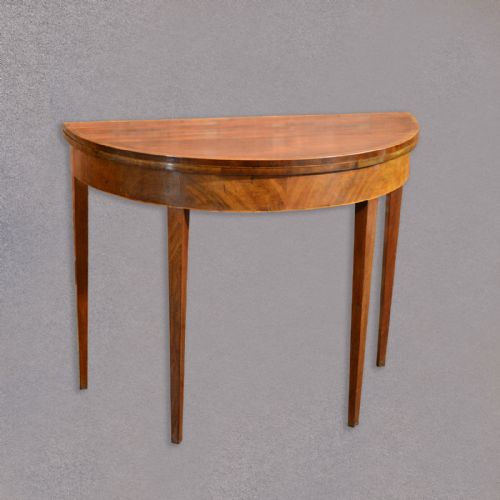 Antique Fold Over Card Table, Side Table, Demi Lune, Hall Console English C.1800