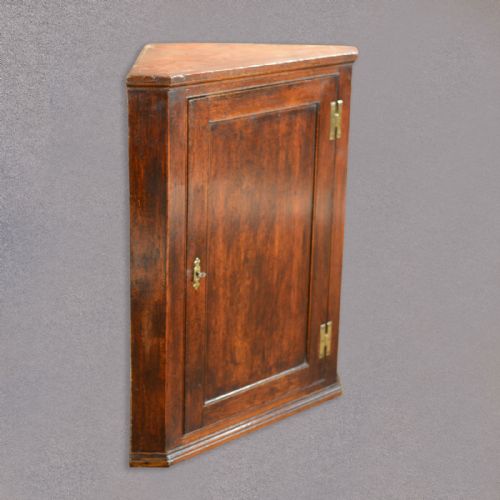 Antique Hanging Corner Cabinet, Georgian Cupboard, English Oak, Painted Interior