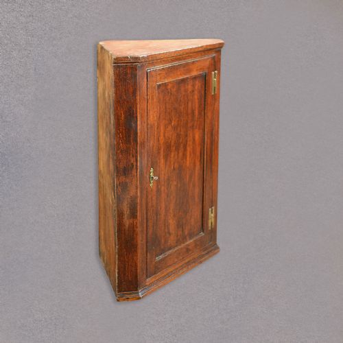 fig 1. Antique Hanging Corner Cabinet, Georgian Cupboard, English Oak, Painted Interior