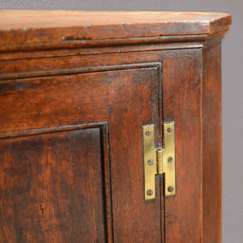 fig 2. Antique Hanging Corner Cabinet, Georgian Cupboard, English Oak, Painted Interior
