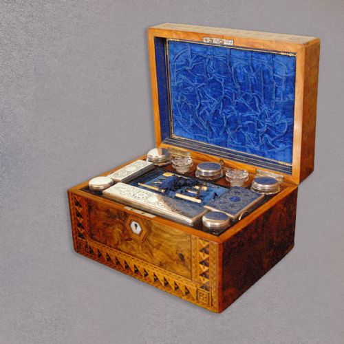 fig 2. Antique Ladies Dressing Box, Vanity Case, Inlaid Cabinet, Victorian