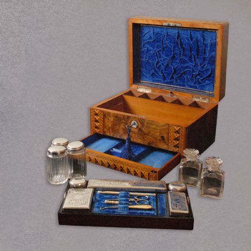 fig 3. Antique Ladies Dressing Box, Vanity Case, Inlaid Cabinet, Victorian