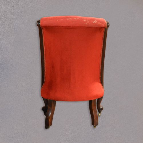 fig 3. Antique Nursing Chair, Victorian Needlepoint Seat, English Walnut Side c.1850