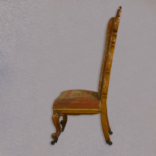 fig 2. Antique Prie Dieu Chair, Needlepoint Seat, English Regency Figured Walnut c.1830