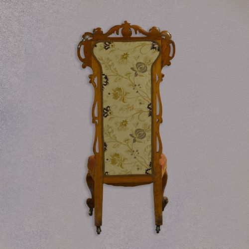 fig 3. Antique Prie Dieu Chair, Needlepoint Seat, English Regency Figured Walnut c.1830