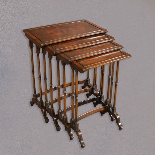 Antique Quartetto of Tables, Nest of Tables, Walnut, English, Late Victorian