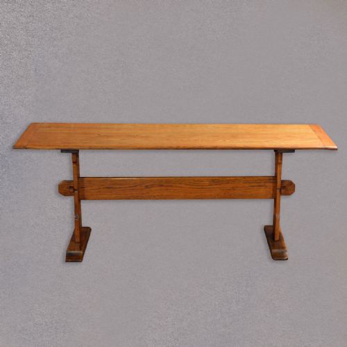 fig 1. Antique Refectory Table, Arts & Crafts Dining English Oak Hall Side Narrow c1900