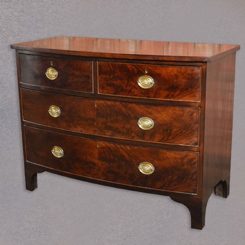 Antique Regency Bow Fronted Chest of Drawers Flame Mahogany English C.1815