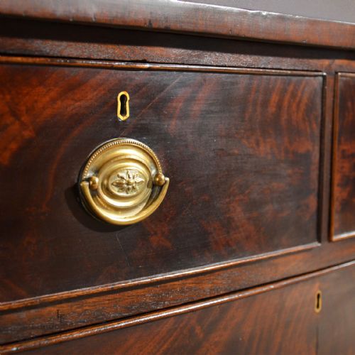 fig 2. Antique Regency Bow Fronted Chest of Drawers Flame Mahogany English c.1815