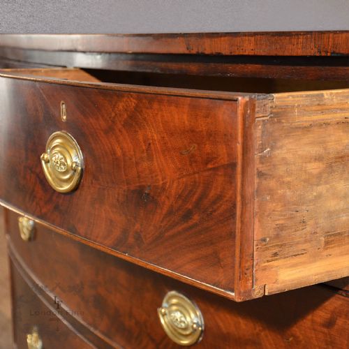 fig 3. Antique Regency Bow Fronted Chest of Drawers Flame Mahogany English c.1815