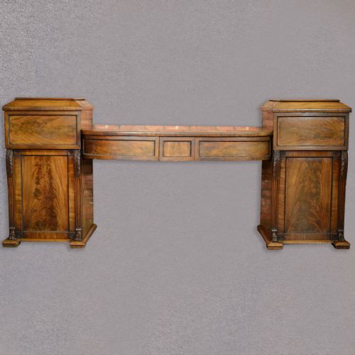 Antique Regency Pedestal Sideboard, Mahogany Desk, Server, Credenza C.1830