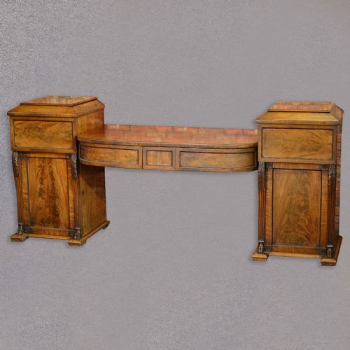 fig 1. Antique Regency Pedestal Sideboard, Mahogany Desk, Server, Credenza c.1830