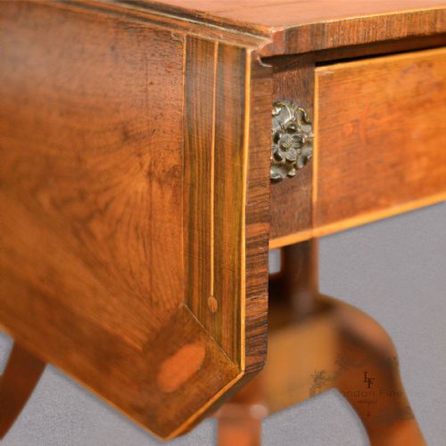 fig 1. Antique Regency Side Table, English Rosewood Pembroke, Tea Lamp Work Table c1820