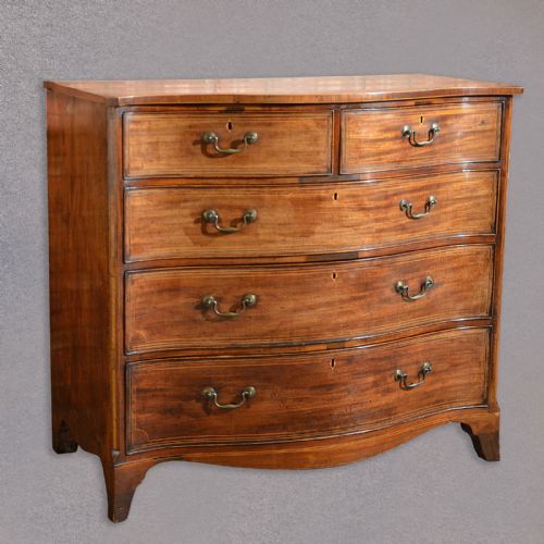 Antique Serpentine Chest of Drawers, English Mahogany, Georgian C.1760