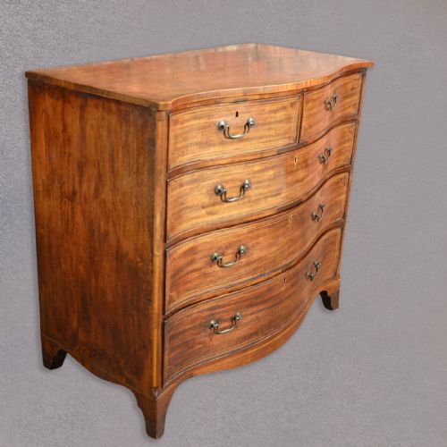 fig 1. Antique Serpentine Chest of Drawers, English Mahogany, Georgian c.1760