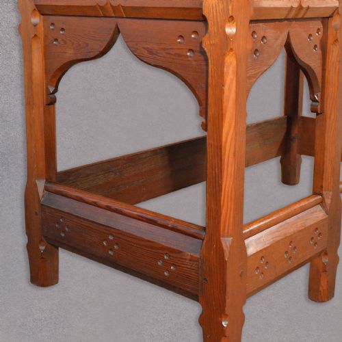 fig 4. Antique Serving Table Arts and Crafts Pine Altar Gothic Pugin Overtones c1880