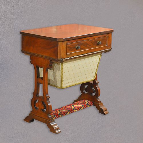 Antique Sewing Table, Victorian Work Table, English Needlework Box, C.1860