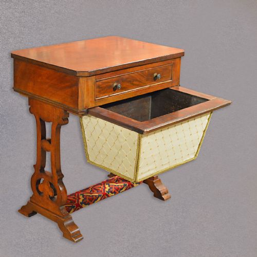 fig 2. Antique Sewing Table, Victorian Work Table, English Needlework Box, c.1860