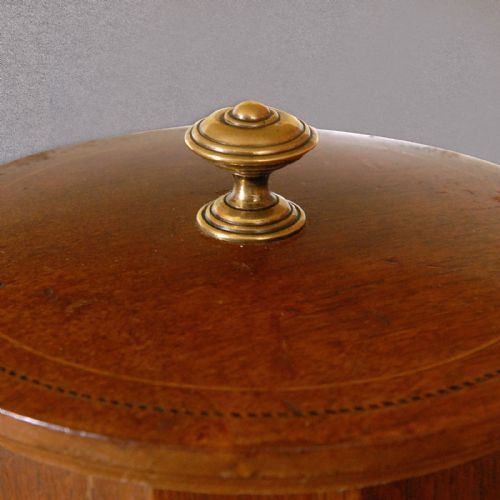 fig 2. Antique Tobacco Jar, Edwardian Storage Barrel, Treen, Mahogany & Walnut, Quality