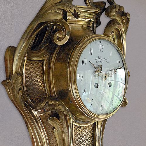 fig 1. Antique Wall Clock, French Louis XV Cartel, Gilt S. Marti c1889