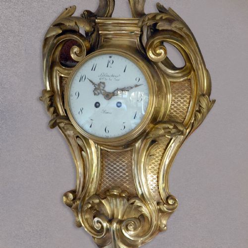 fig 2. Antique Wall Clock, French Louis XV Cartel, Gilt S. Marti c1889