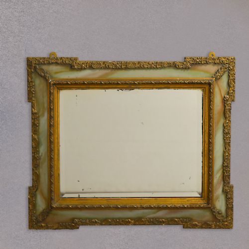 fig 1. Antique Wall Mirror, Italian Onyx & Gilt Metal, Original Bevelled Glass c.1900