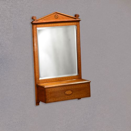 Antique Wall Mirror, Valet Mirror, Hall Glove Box, English Edwardian C.1910