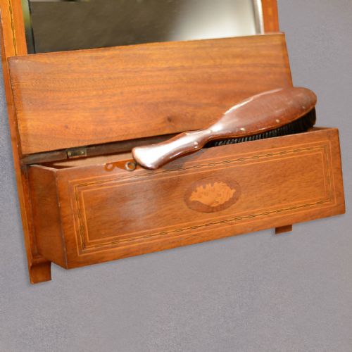 fig 2. Antique Wall Mirror, Valet Mirror, Hall Glove Box, English Edwardian c.1910